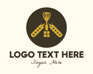 Cooking - Gold Wheat Whisk logo design