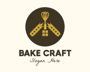 Gold Wheat Whisk logo design