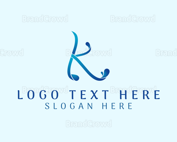 Modern Aqua Letter K Logo