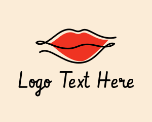 Lipstick - Red Lips Cosmetics logo design