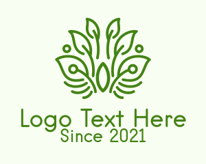 Symmetrical - Green Plant Outline logo design