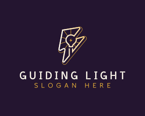 Electricity Lightning Light Bulb logo design