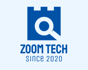 Zoom - Magnifying Glass Castle logo design