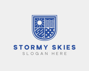 Weather - Sun Weather Elements Shield logo design