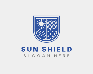 Sun Weather Elements Shield logo design