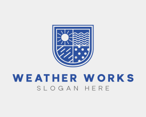 Sun Weather Elements Shield logo design