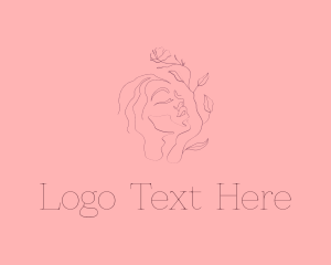 Floral - Minimalist Floral Woman Face logo design