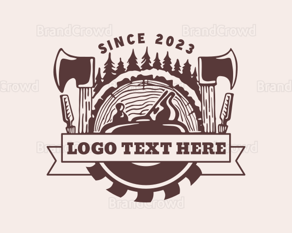 Log Carpentry Woodwork Logo