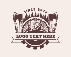Wood - Log Carpentry Woodwork logo design