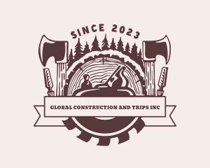 Circular Saw - Log Carpentry Woodwork logo design