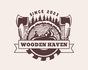 Log - Log Carpentry Woodwork logo design