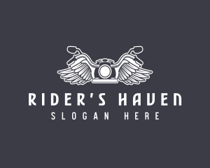 Motorcycle Rider Wings logo design