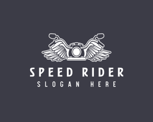 Motorcycle Rider Wings logo design