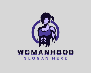 Muscular - Female Gym Fitness logo design