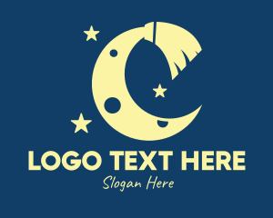 Night Sky - Yellow Moon Broom logo design