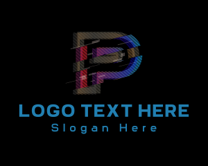 Retro - Gradient Glitch Letter P logo design