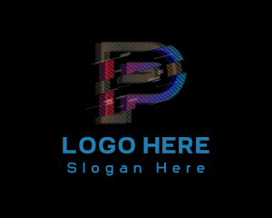 Vhs - Gradient Glitch Letter P logo design