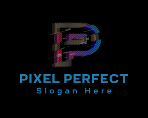 Gradient Glitch Letter P logo design