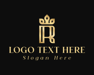 Crown - Elegant Gold Letter R logo design