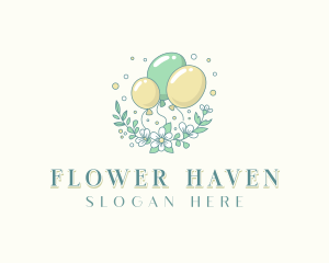 Flower Balloons Celebration logo design