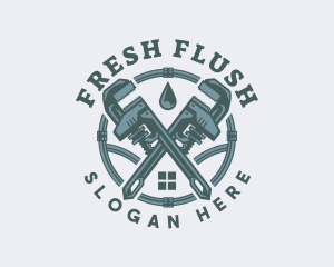 Toilet - Plumbing Wrench Maintenance logo design