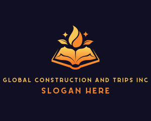 University - Organic Book Flame logo design