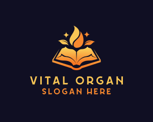 Organic Book Flame logo design