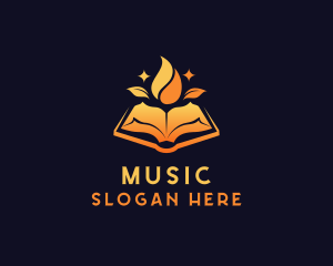 Literature - Organic Book Flame logo design