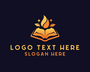 Literature - Organic Book Flame logo design