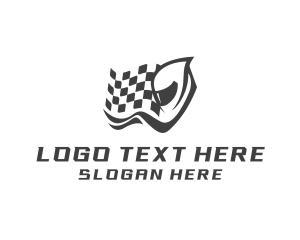 Racer - Racing Flag Helmet Motocross logo design