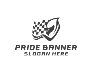 Racing Flag Helmet Motocross logo design