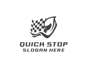 Racing Flag Helmet Motocross logo design