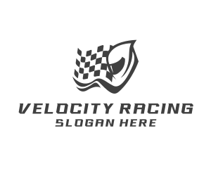 Racing Flag Helmet Motocross logo design