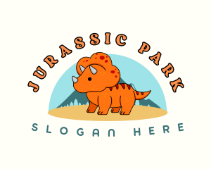 Cute Dinosaur Triceratops logo design