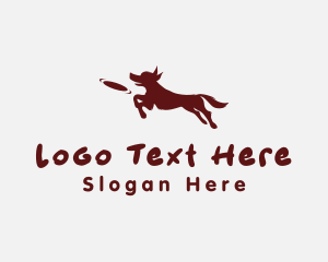 Dog Groomer - Silhouette Frisbee Dog logo design