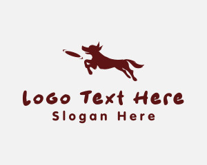 Silhouette Frisbee Dog  Logo