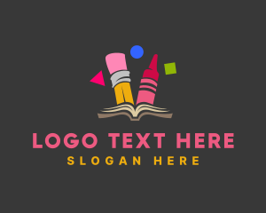 Shapes - Book Art Kindergarten logo design