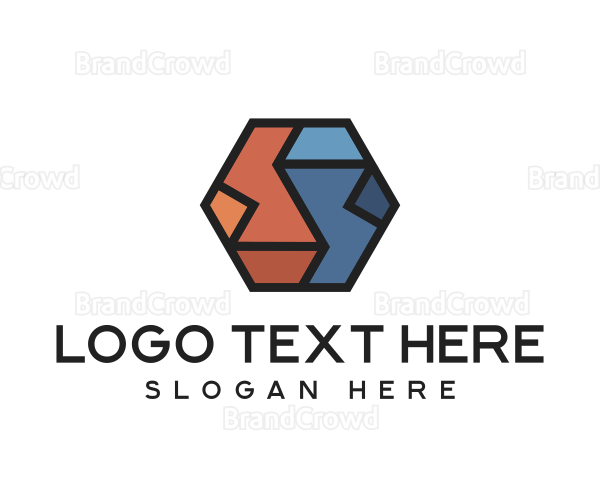 Geometric Hexagon Puzzle Logo