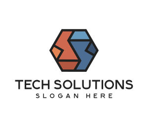 Solutions - Geometric Hexagon Puzzle logo design