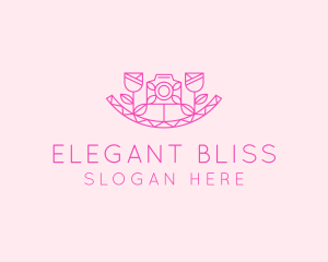 Camera Lens - Pink Flower Photography logo design