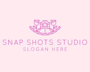Camera Lens - Pink Flower Photography logo design
