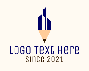 Draftsman - City Building Pencil logo design