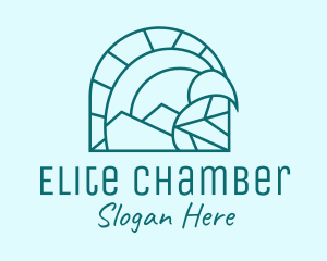Chamber - Blue Monoline Cave logo design