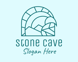 Cave - Blue Monoline Cave logo design