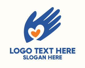 Social Justice - Blue Hand Heart Charity logo design
