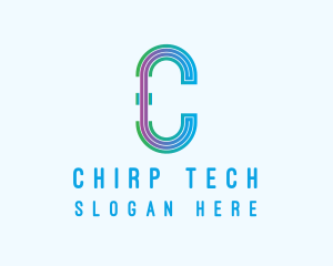 Modern Tech Lines Letter C logo design