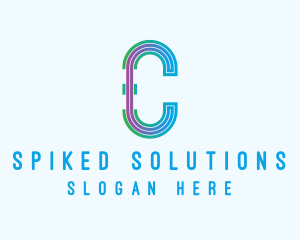 Modern Tech Lines Letter C logo design