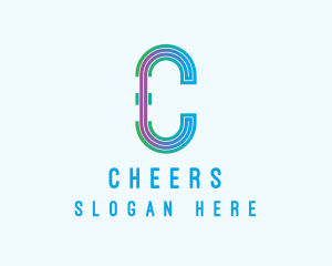 Modern Tech Lines Letter C logo design