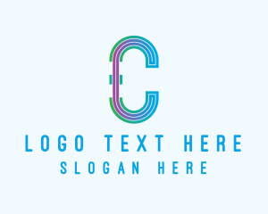 Initial - Modern Tech Lines Letter C logo design