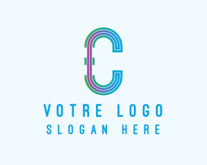 Modern Tech Lines Letter C logo design